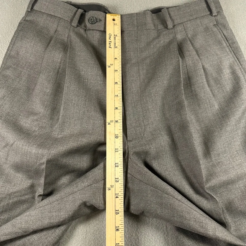 Tom James Royal Classic Grey Wool Pleated Cuffed Dress Pants Mens 34x31